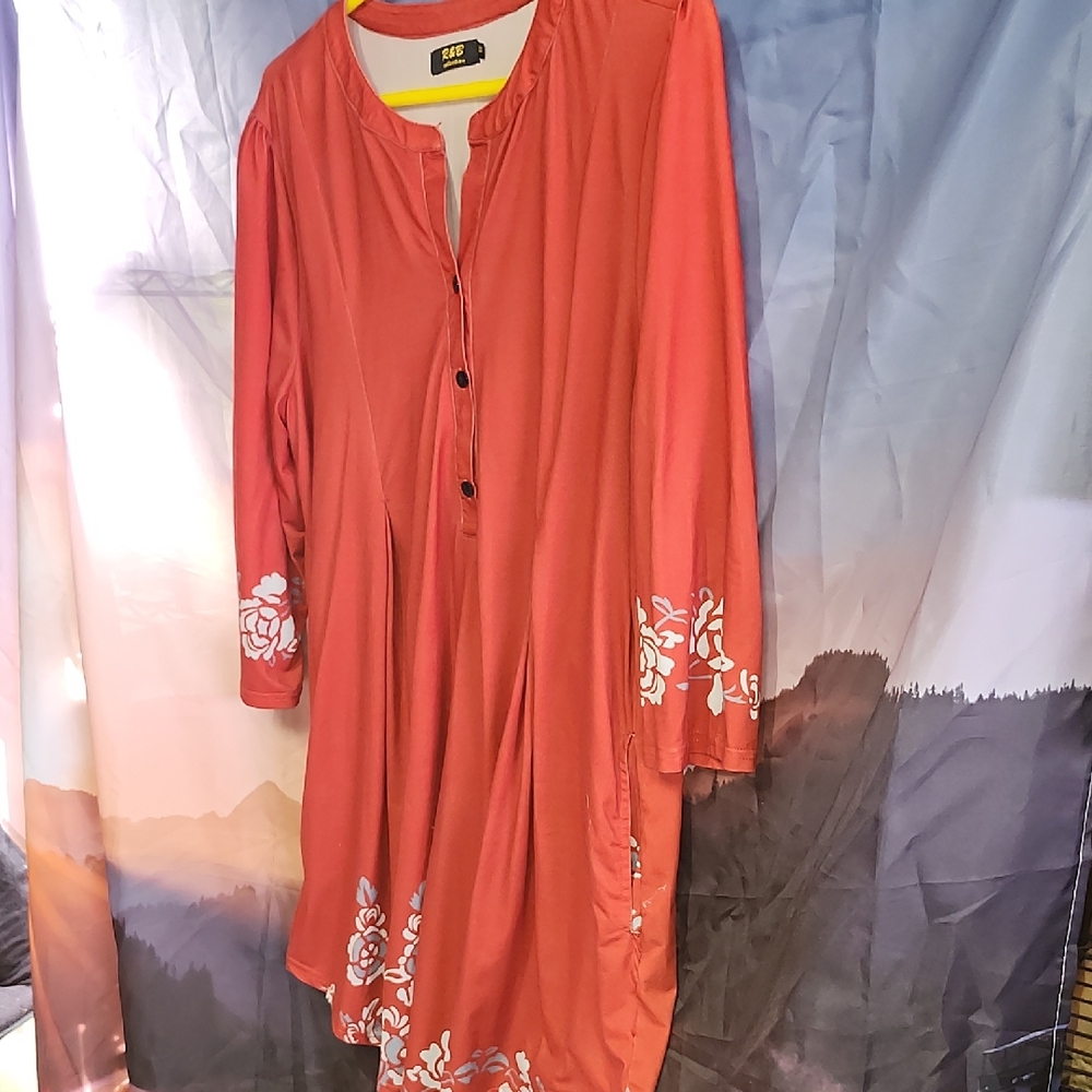 Women's Red Floral Embroidered Top